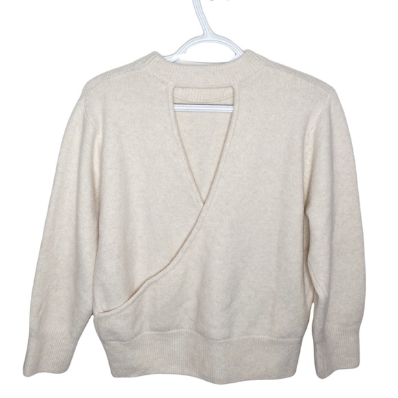 Mango MNG nude plush knit crewneck sweater with cutout at back size L - Picture 2 of 11